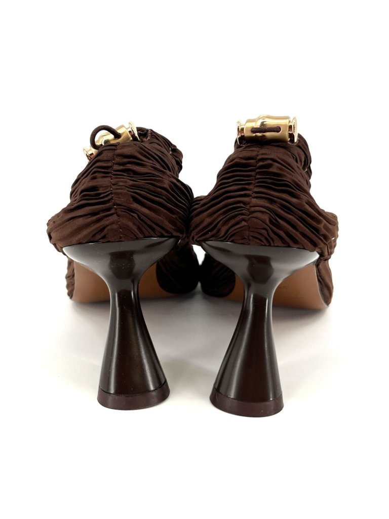 Cult Gaia Winona Pumps Java Size 8.5 Eu 38.5 Fabric Square Toe Drawstring Heel — image 5 of 8